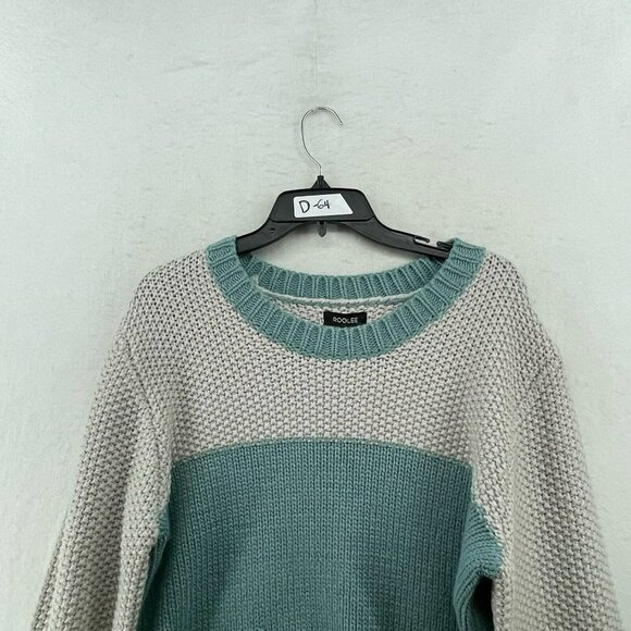 Roolee Sweater Womens Sz 3XL Cream Teal Green Colorblock Crew Neck Knit Pullover - Picture 6 of 12